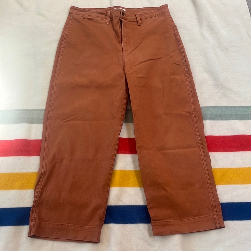 Madewell Curvy Slim Emmett Wide Leg Burnt Orange Pants Size 33 Tall